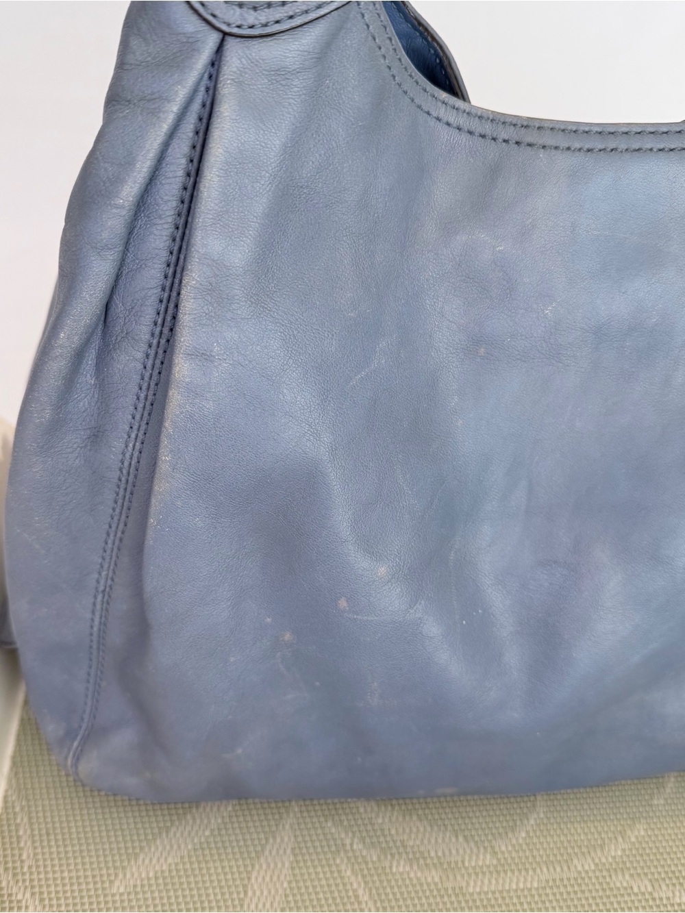 COACH Madison Maggie Denim Blue Loved Leather Hobo Y2K Shoulder Bag Purse 14336 - Picture 9 of 16